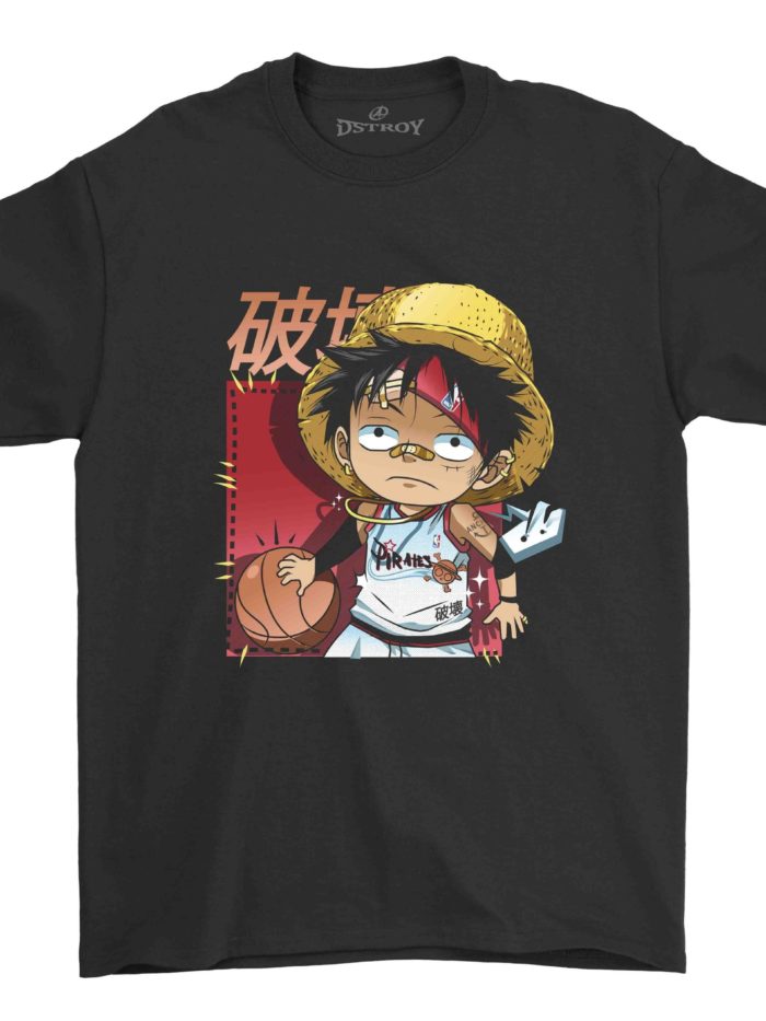 Luffy Pirates anime t-shirt zwart