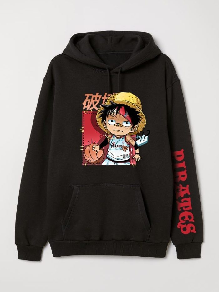 Luffy Pirates anime hoodie black