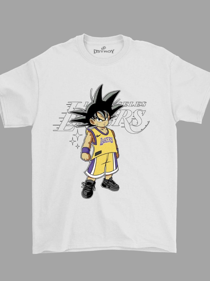 Kid Goku Lakers anime t-shirt white