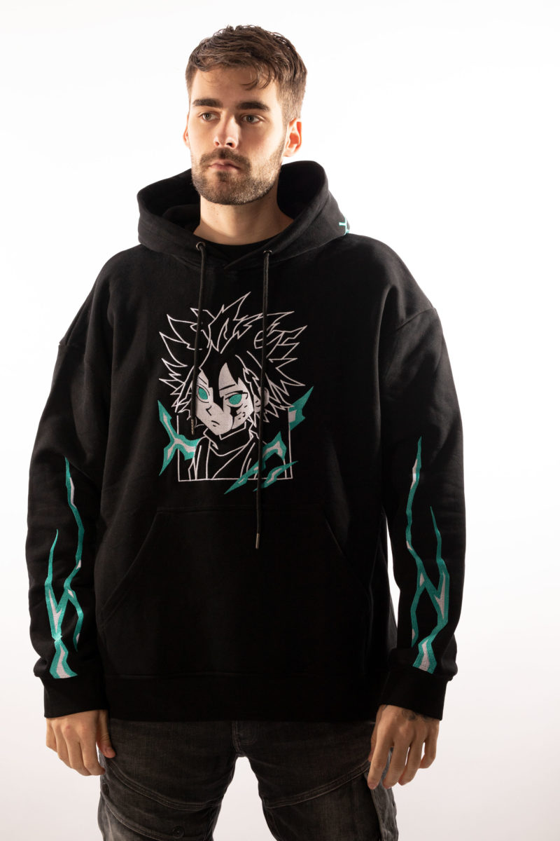 Killua Godspeed anime embroidered hoodie black
