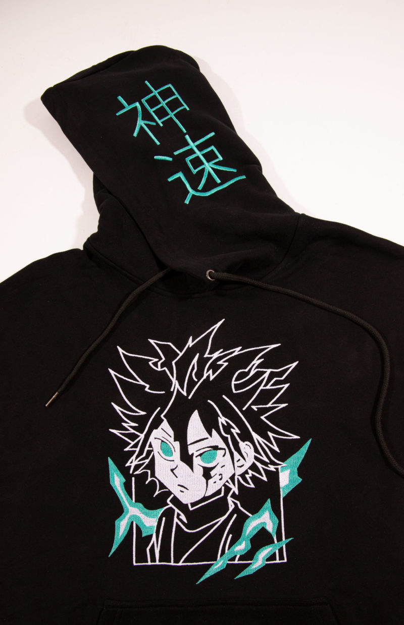 Killua Godspeed anime embroidered hoodie black