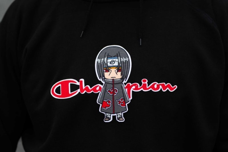 Itachi anime embroidered hoodie black