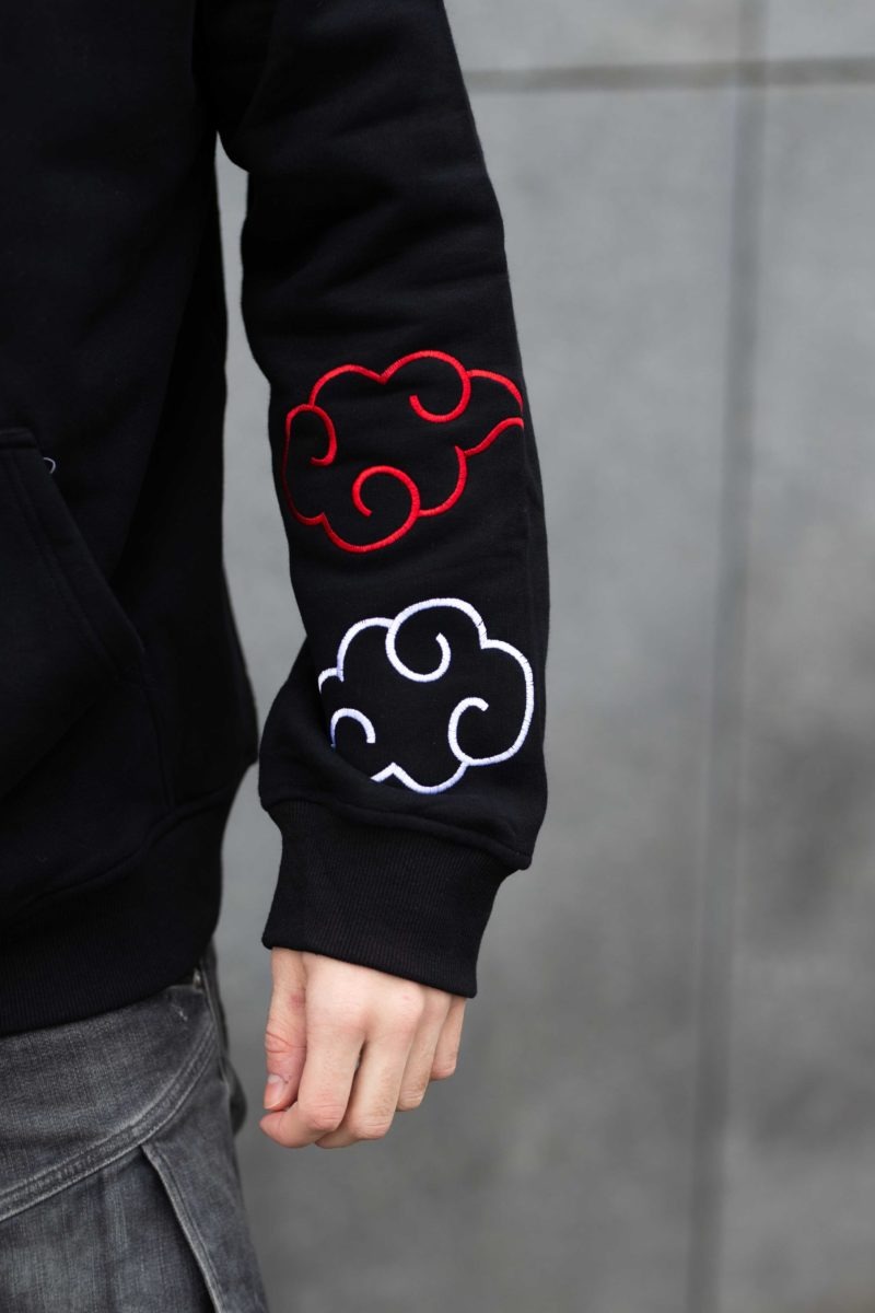 Crow Itachi anime embroidered hoodie black