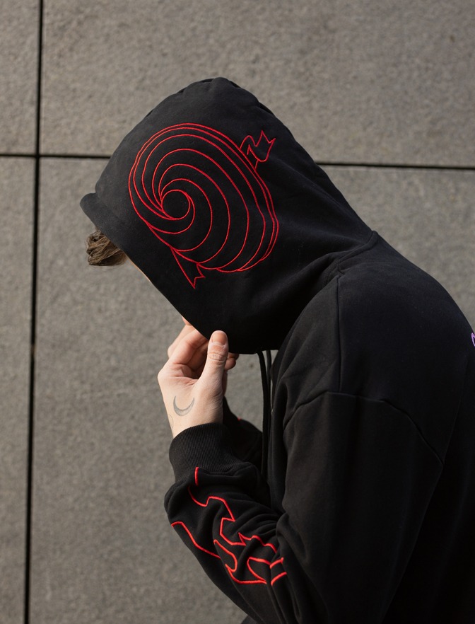 Obito anime geborduurde hoodie zwart