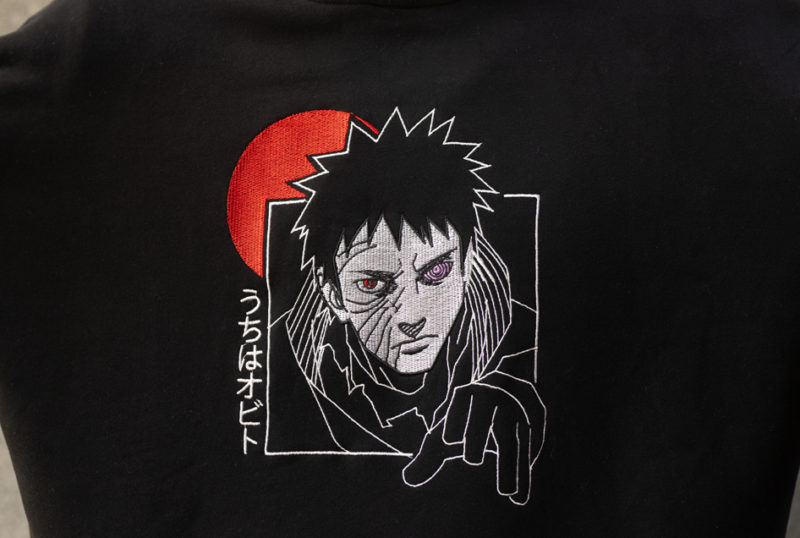 Obito anime embroidered hoodie black