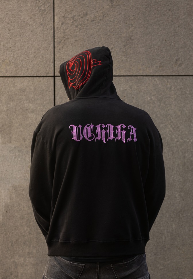 Obito anime embroidered hoodie black