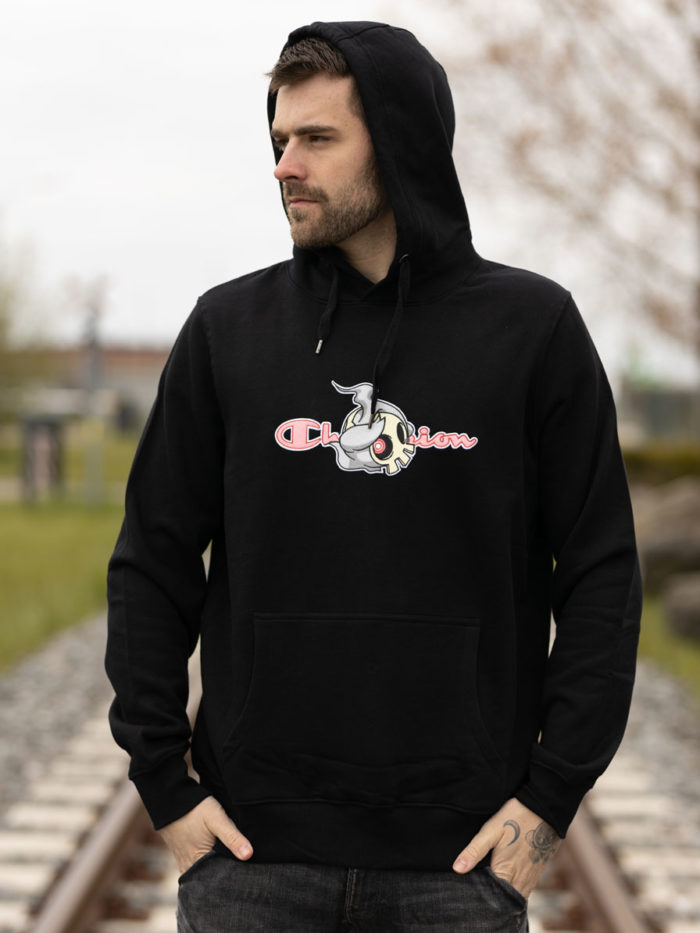 Duskull embroidered anime hoodie black