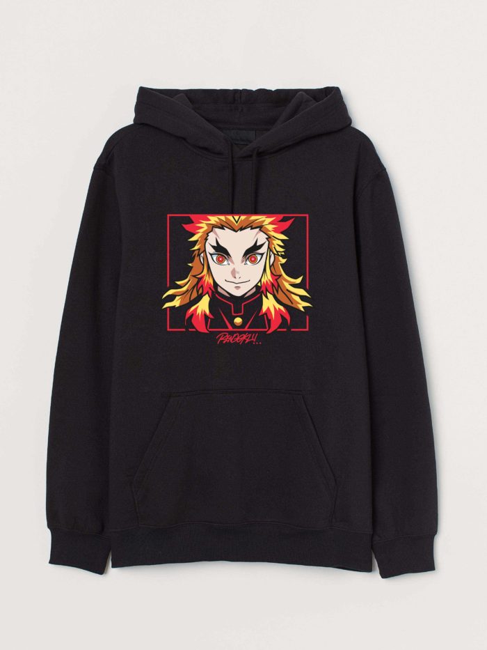 Rengoku anime hoodie black