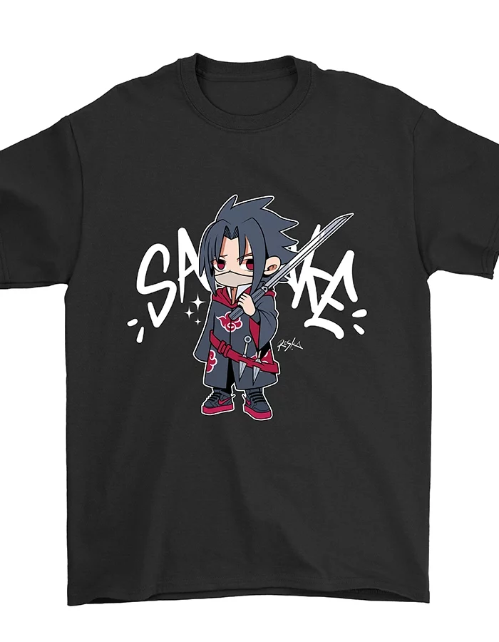 sword sasuke tee black anime naruto mange shirt custom design akatsuki limited edition chibi uchiha