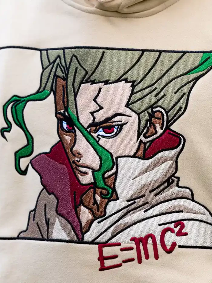 Senku Ishigami creme hoodie anime manga custom embroidery dr stone
