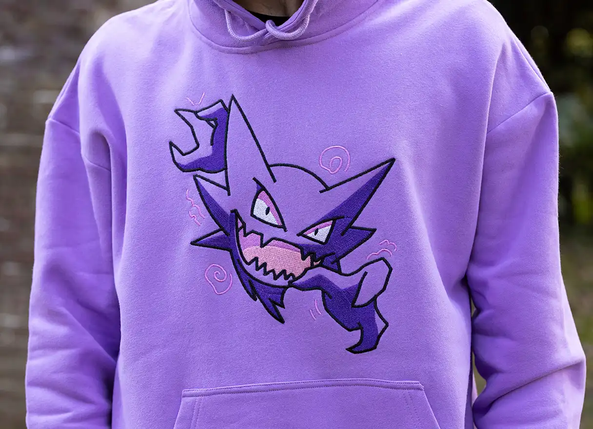 Haunter embroidered purple hoodie